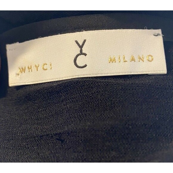 F. Whyci Milano Wool Top Size M Silk Black Blouse Crew Neck Long Sleeves - Picture 8 of 9